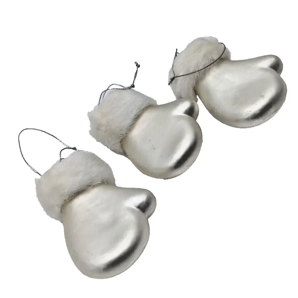 Lot of 6 Various White Blown Glass Ornament‎